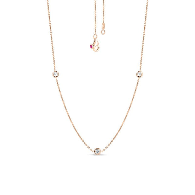 18K Gold Necklace with 3 Diamond Stations