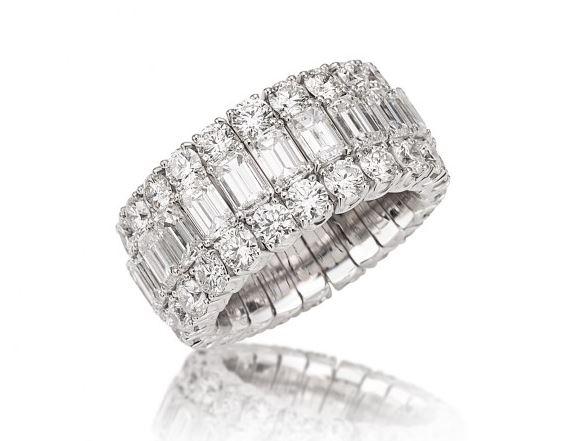 Xpandable Collection Full Eternity Emerald-Cut and Round Brilliant Band