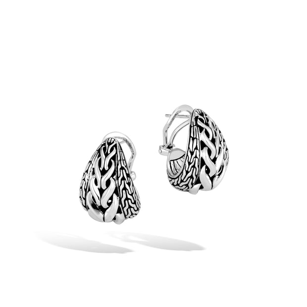 Asli Classic Chain Link Buddha Belly Earrings in Silver