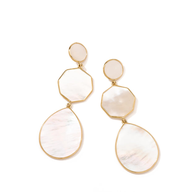 18K Polished Rock Candy Crazy 8's Post Earrings in Mother-of-Pearl