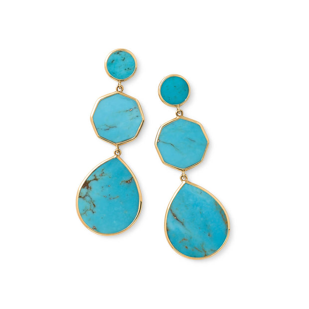 18K Polished Rock Candy Crazy 8's Post Earrings in Turquoise