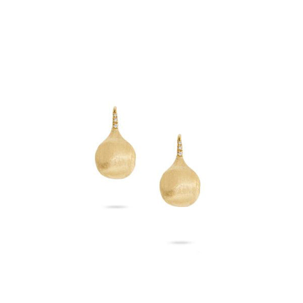18K Africa Boule Collection Yellow Gold and Diamond French Wire Earrings