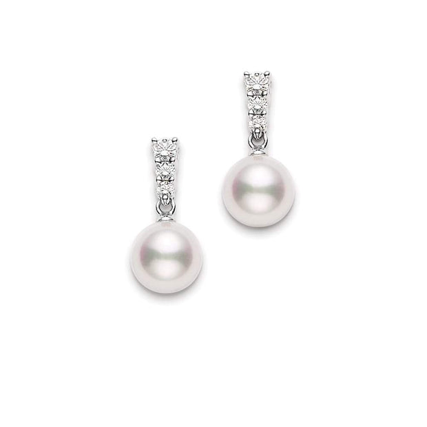 Morning Dew Akoya Cultured Pearl Earrings – 18K White Gold