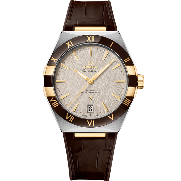 Omega Constellation 41 mm, steel - yellow gold on leather strap