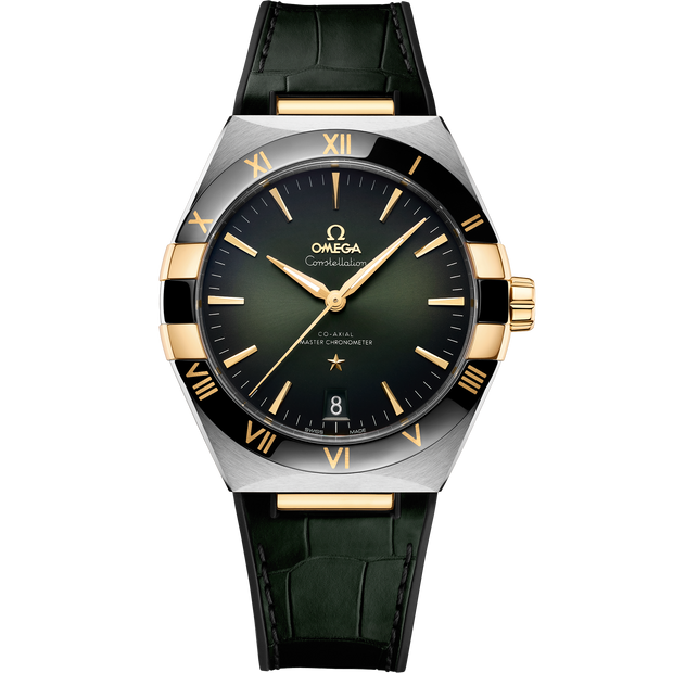 Omega Constellation 41 mm, steel - yellow gold on leather strap