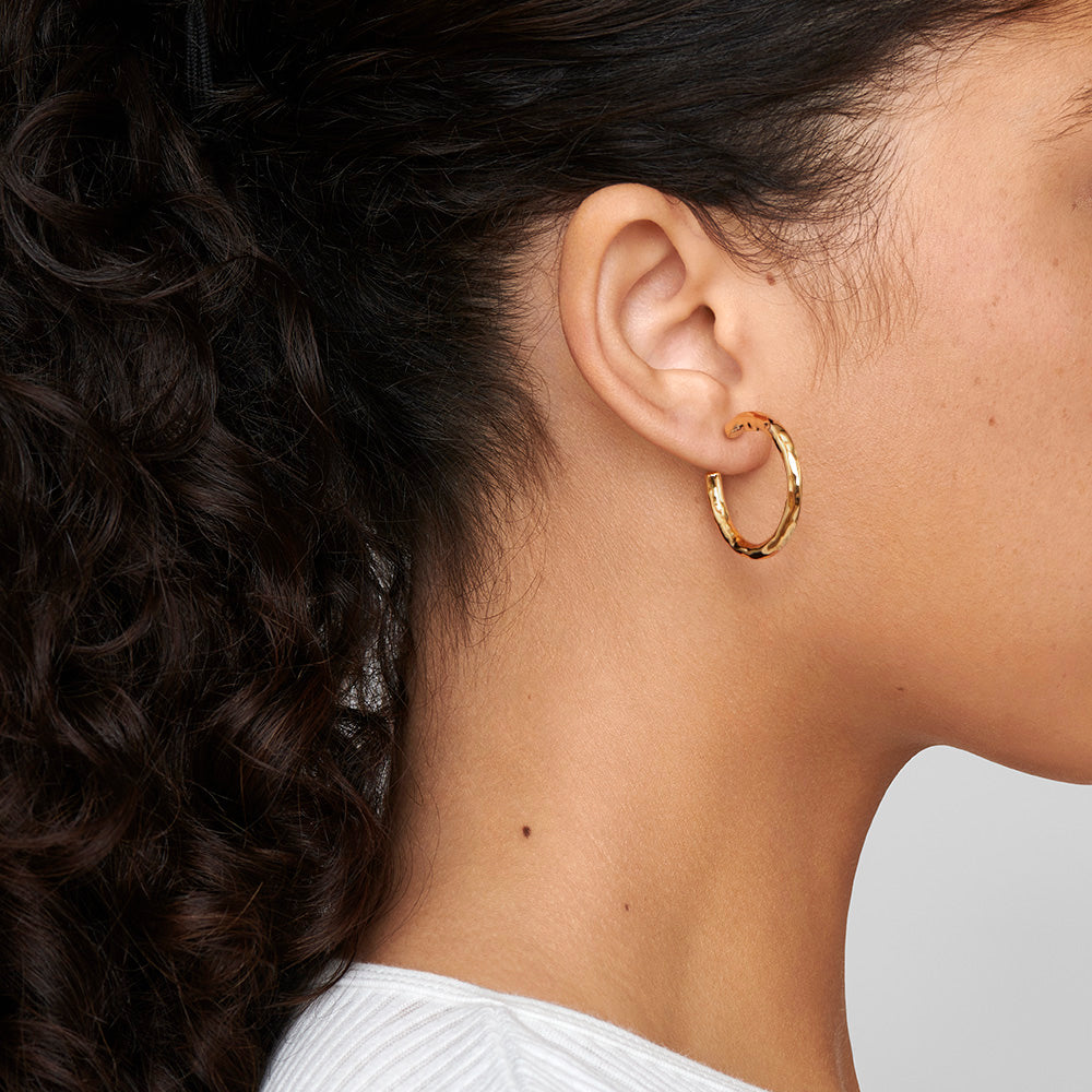 Classico Small Hammered Hoop Earrings 18k gold