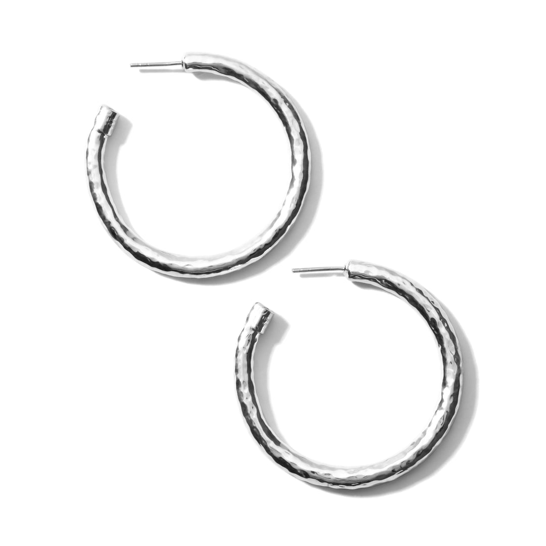 Classico Medium Hammered Hoop Earrings 925 SILVER