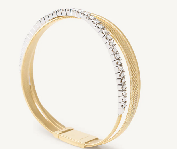 MASAI  18K Yellow Gold 3-Strand Coil Bracelet With Diamonds
