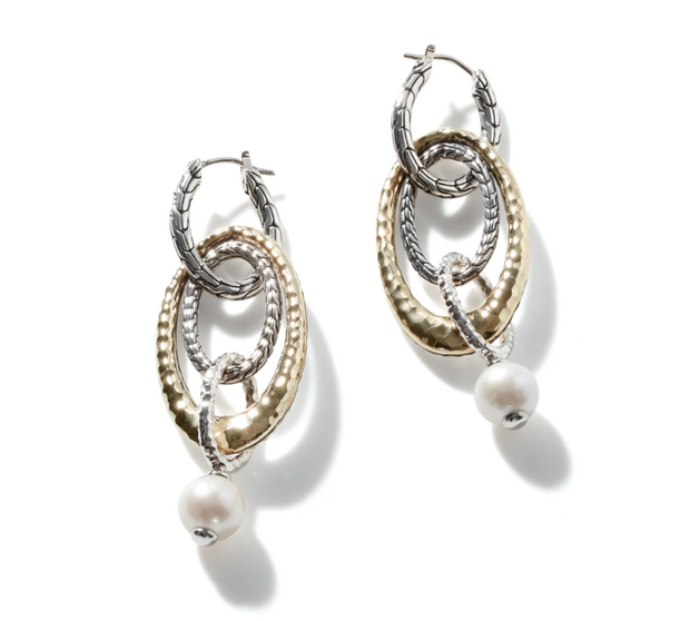 Pearl Palu Drop Link Earring, Silver, Gold