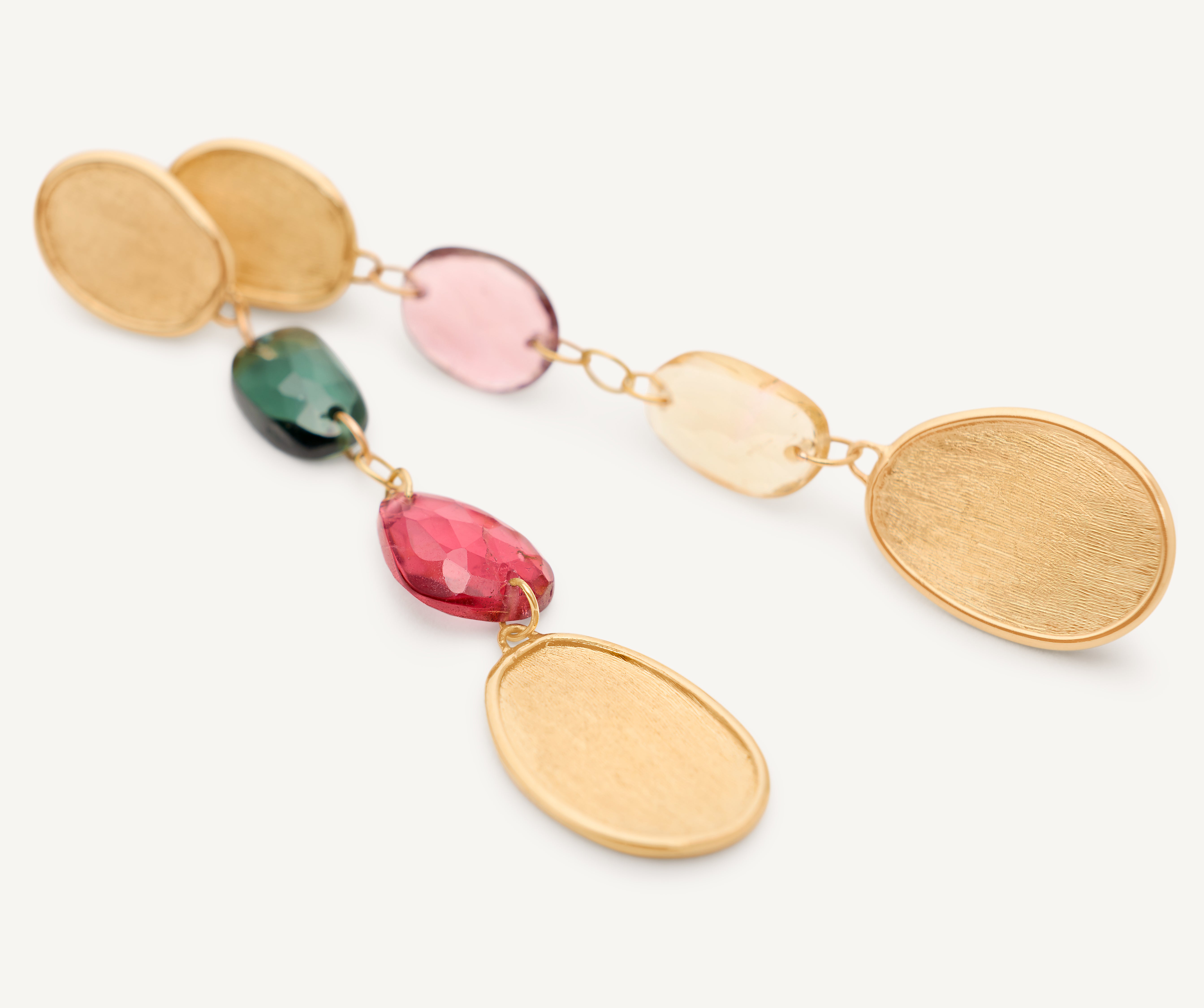 Lunaria  18K Yellow Gold Mixed Tourmaline Drop Earrings