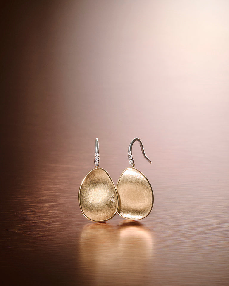 Lunaria  18K Yellow Gold Petal Drop Earrings With Diamonds, Medium