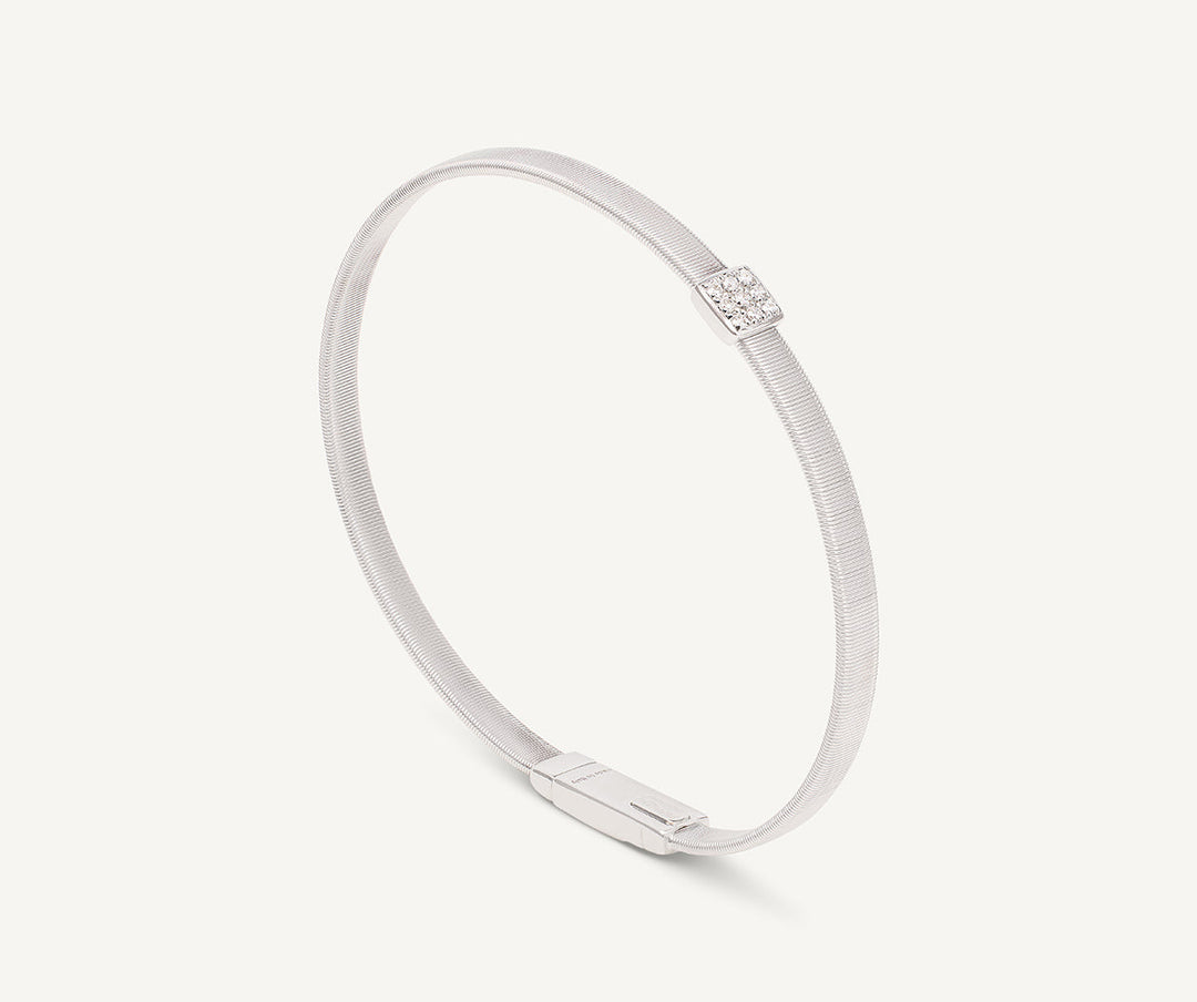 Masai  18K White Gold Medium Stackable Bracelet With Diamonds