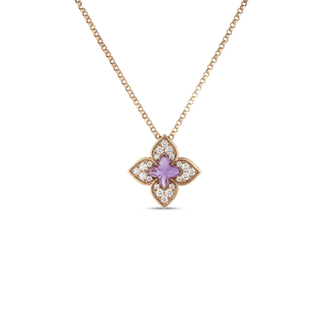 roberto-coin-venetian-princess-carnival-pave-diamond-and-amethyst-small-flower-pendant-necklace-18k-rose-gold-8883568AX17X