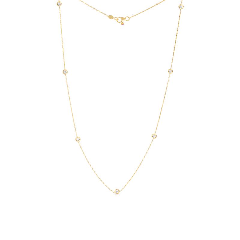 18K Gold Necklace with 7 Diamond Stations