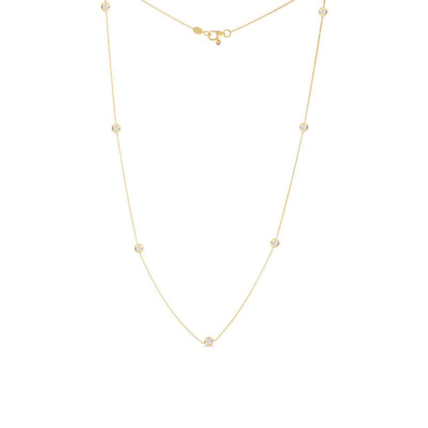 18K Gold Necklace with 7 Diamond Stations