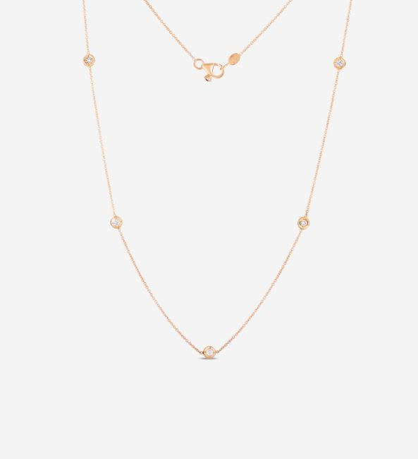 18K Gold Necklace with 5 Diamond Stations