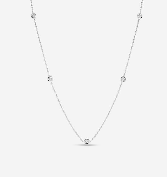 18K Gold Necklace with 5 Diamond Stations