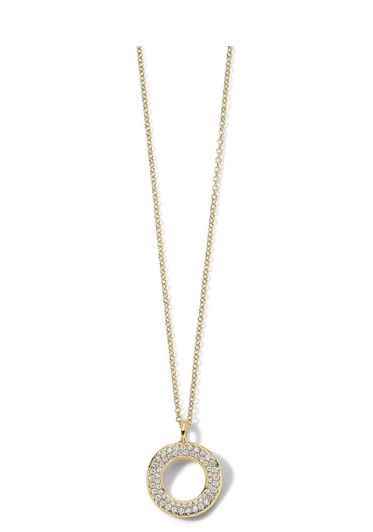 STARDUST Small Open Wavy Disc Pendant Necklace in 18K Gold with Diamonds $1,895