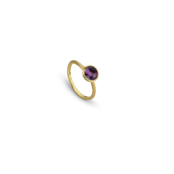 18K Yellow Gold & Rose Cut Cushion Amethyst Stackable Ring