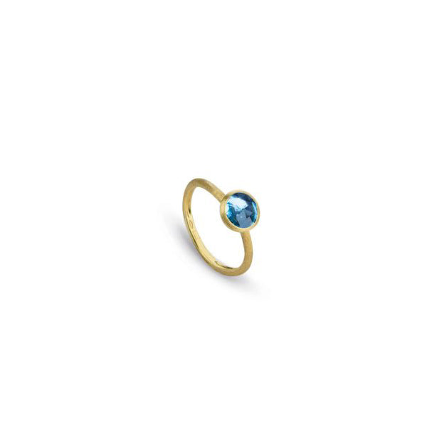 18K Yellow Gold  & Rose Cut Cushion Blue Topaz Stackable Ring
