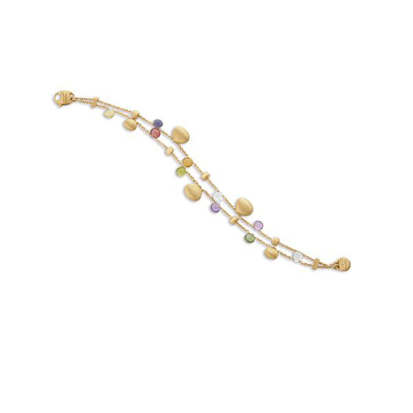 18K Paradise Collection Mixed Stone Two Strand Gold Teardrop Bracelet