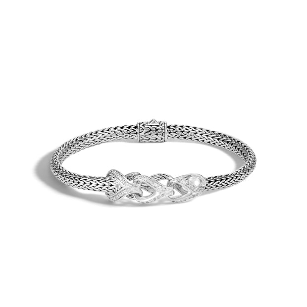 Asli Classic Chain Link 5MM Station Bracelet in Silver, Diamond