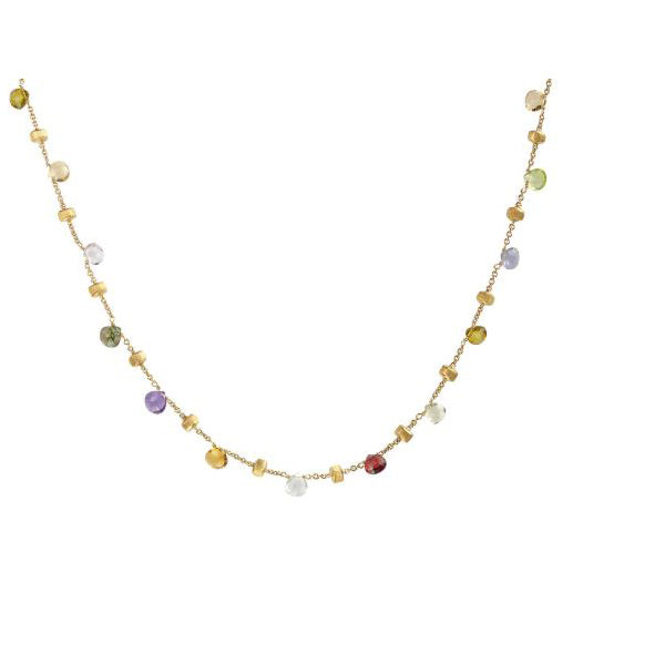18K Paradise Colletion Yellow Gold and Mixed Stone Short Necklace