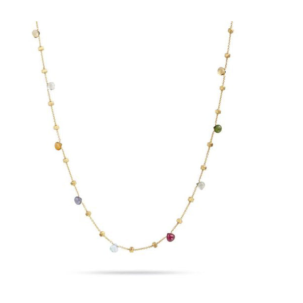 18K Paradise Colletion Yellow Gold and Mixed Stone Long  Necklace