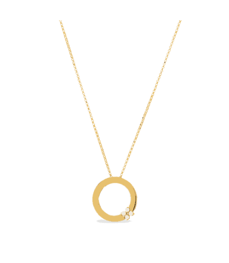 18K GOLD LOVE IN VERONA CIRCLE OF LIFE DIAMOND FLOWER NECKLACE