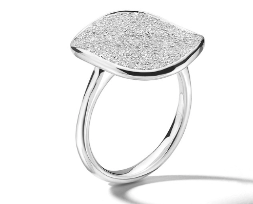 STARDUST Large Flower Ring in Sterling Silver with Diamonds