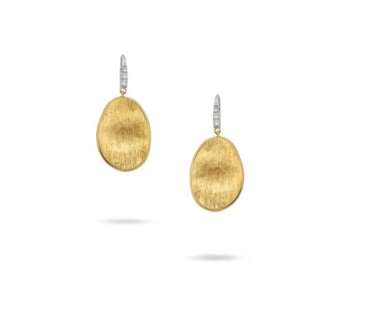 18K Yellow Gold & Diamond Pave Small French Wire Earrings