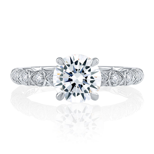 Geometric Round Cut Diamond Engagement Ring