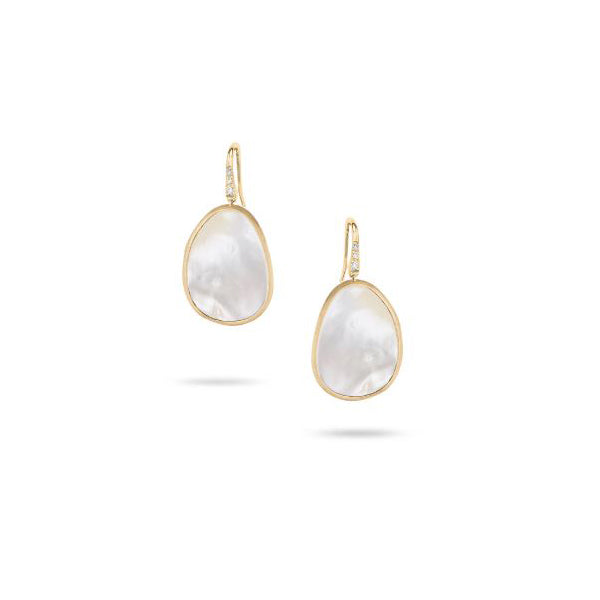18K Lunaria Collection Yellow Gold and White Mother of Pearl Earrings