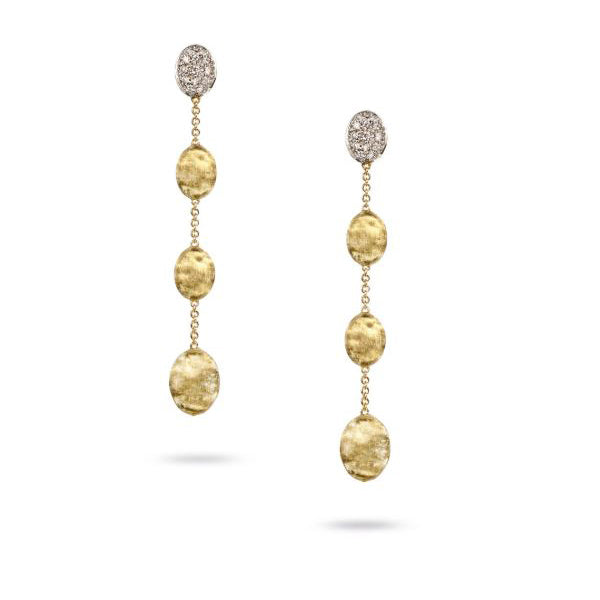18K Siviglia Collection Yellow Gold and Diamond Pave Four Drop Earrings