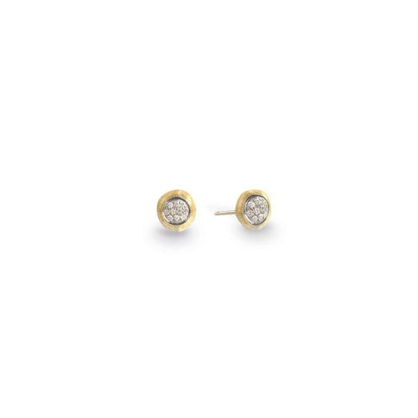18K Delicati Yellow Gold and Diamond Pave Small Stud Earrings