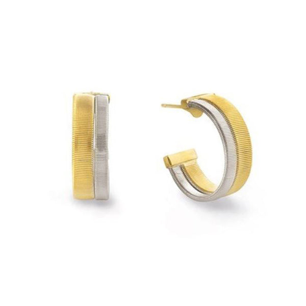 18K Yellow and White Gold Masai Collection Two Row Hoop Earrings