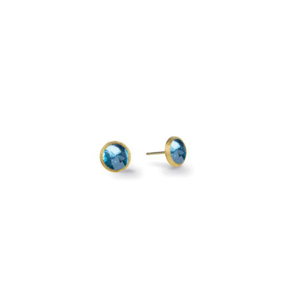 18K Jaipur Collection Yellow Gold and Blue Topaz Petite Stud Earrings