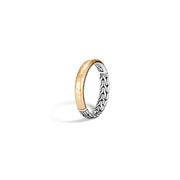 Classic Chain 3.5MM Band Ring in Silver and Hammered 18K Gold