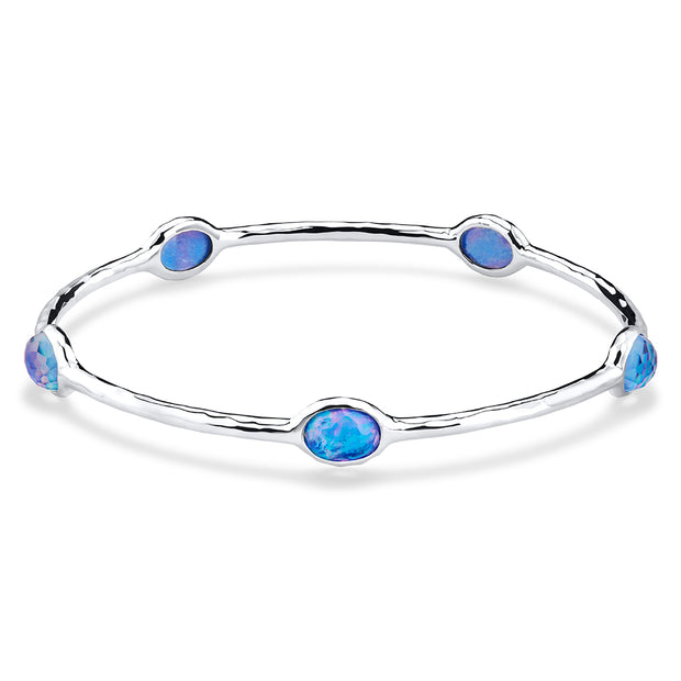 Sterling Silver Rock Candy 5 Stone Bangle