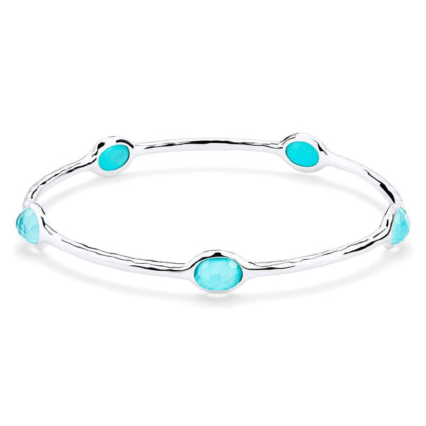 Sterling Silver Rock Candy® 5-Stone Bangle in TurquoiseDoublet