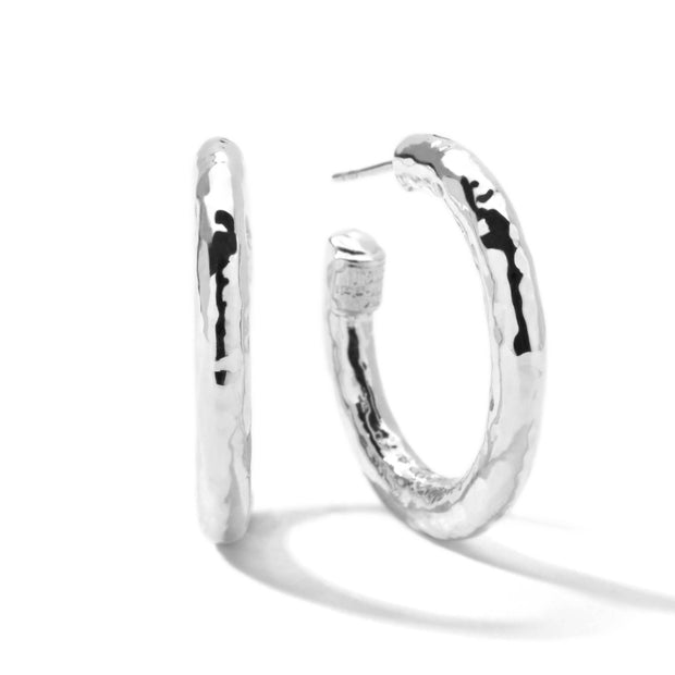 Sterling Silver Classico Small Hammered Hoop Earrings