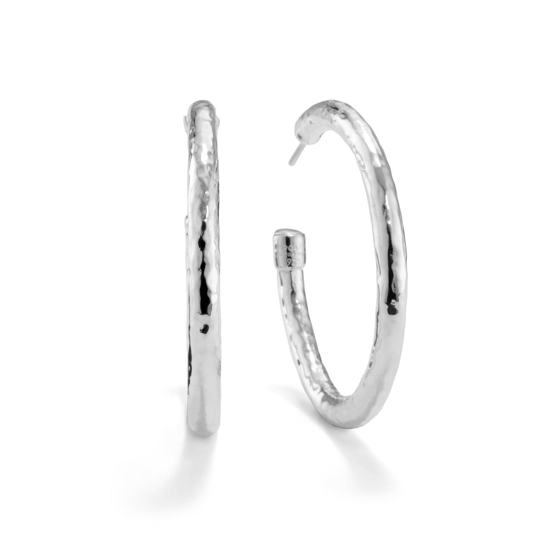 Classico Medium Hammered Hoop Earrings 925 SILVER