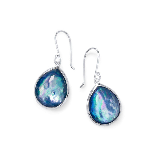 Sterling Silver Rock Candy® Teardrop Earrings in Rock Crystal and Mother-of-Pearl and Lapis