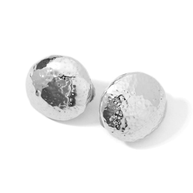 Sterling Silver Classico Button Clip Earrings