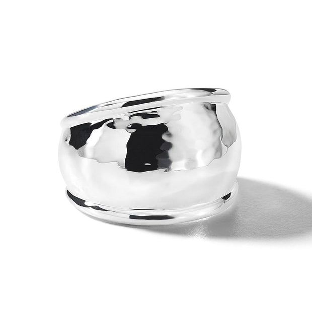 Sterling Silver Classico Crinkle Hammered Dome Ring