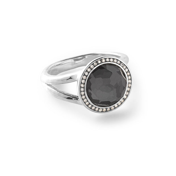 Sterling Silver Lollipop® Mini Ring in Hematite Doublet with Dia Pavé (.15 ctw)