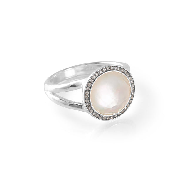Sterling Silver Lollipop® Mini Ring in Mother-of-Pearl Doublet with Dia Pavé (.15 ctw)