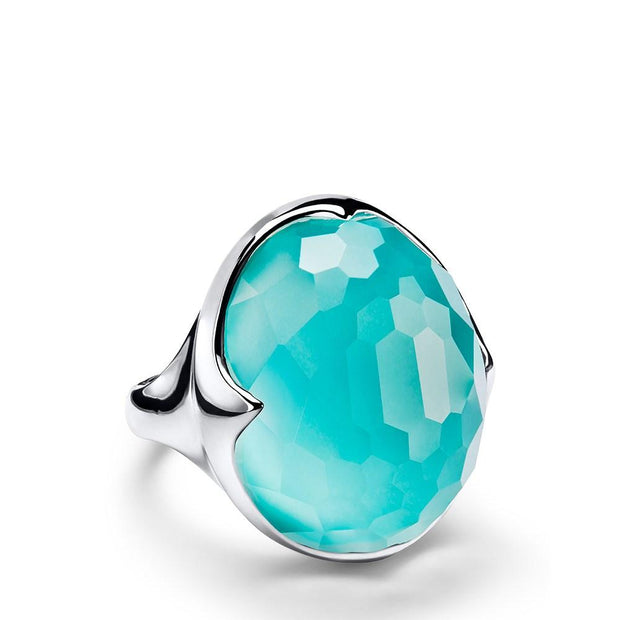 Sterling Silver Rock Candy® Prince Ring in Rock Crystal and Turquoise