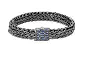 Classic Chain Black Rhodium Plated Bracelet, Blue Sapphire