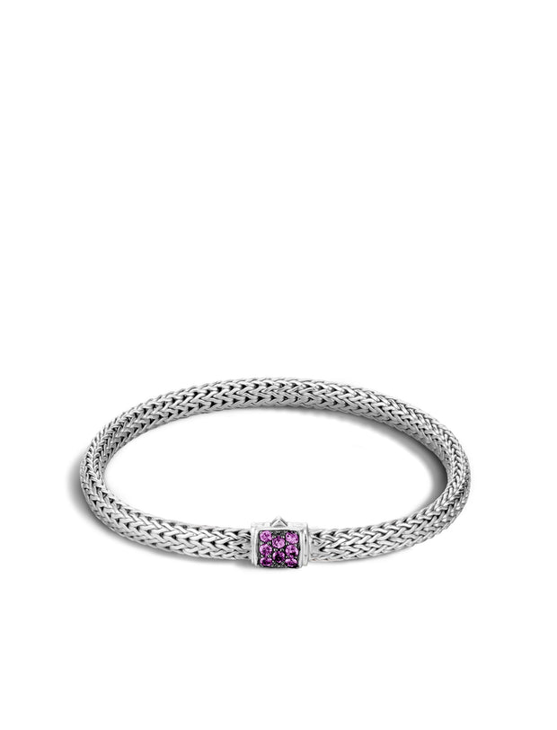 Classic Chain 5MM Bracelet in Silver with Amethyst
